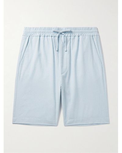 Lardini Straight-leg Striped Cotton-blend Drawstring Shorts - Blue