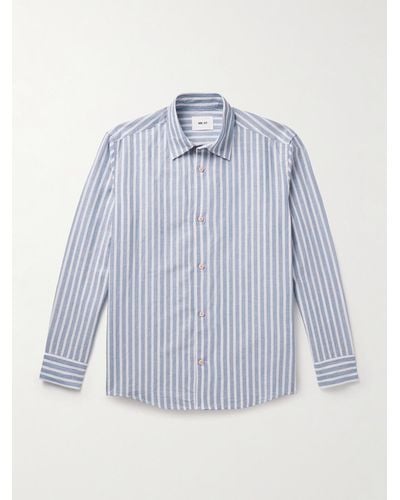 NN07 Freddy 5327 Striped Linen And Cotton-blend Shirt - Blue