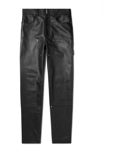 Givenchy Straight-leg Full-grain Leather Pants - Black