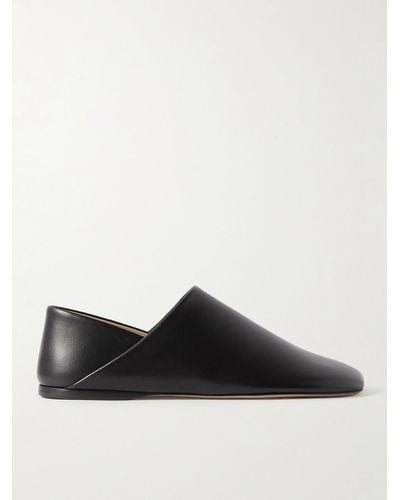 Loewe Toy Collapsible-heel Leather Slippers - Black