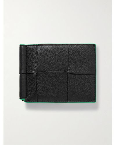 Bottega Veneta Cassette Intrecciato Full-grain Leather Bifold Cardholder With Money Clip - Black