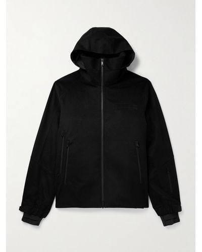 Zegna Convertible Leather-trimmed Cashmere Down Hooded Ski Jacket - Black