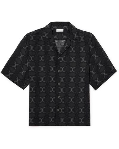 Dries Van Noten Camp-collar Printed Georgette Shirt - Black