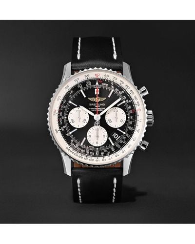 Breitling Navitimer 01 Chronograph 43mm Stainless Steel And Leather Watch - Black