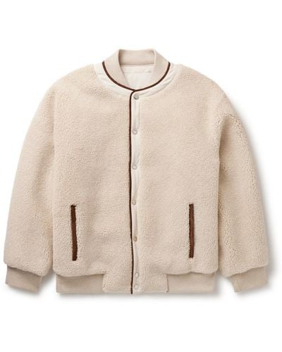 Loro Piana Arosa Reversible Suede-trimmed Cashfur And Quilted Wind Shell Bomber Jacket - Natural