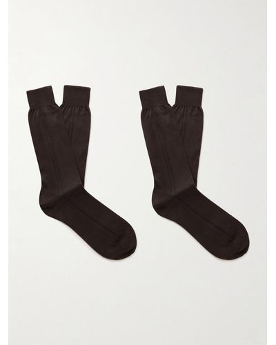 MR P. Two-pack Ribbed Organic Cotton Socks - Black