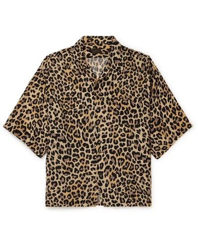 Kapital Convertible-collar Leopard-print Voile Shirt - Natural