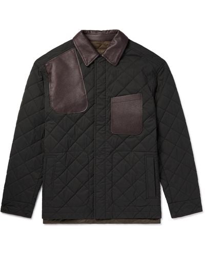 James Purdey & Sons Leather-trimmed Quilted Virgin Wool-blend And Shell Jacket - Black