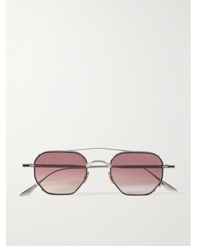 Jacques Marie Mage Marbot Aviator-style Silver-tone And Acetate Sunglasses - Pink