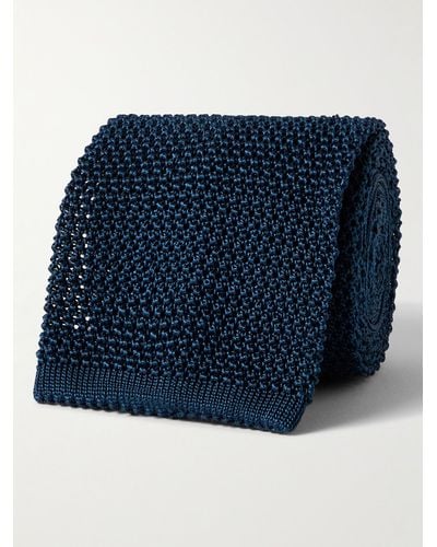 Rubinacci 6cm Knitted Silk Tie - Blue