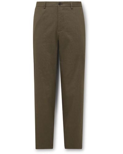 Theory Curtis Slim-fit Good Linen Suit Pants - Green