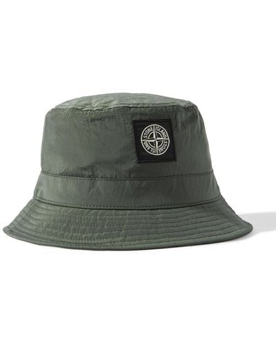 Stone Island Logo-appliquéd Shell Bucket Hat - Green