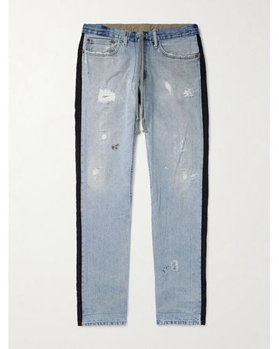 Greg Lauren Straight-leg Appliquéd Jeans - Blue
