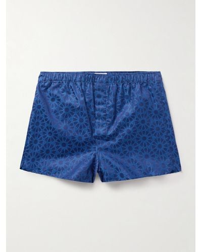 Derek Rose Paris 26 Cotton-jacquard Boxer Shorts - Blue