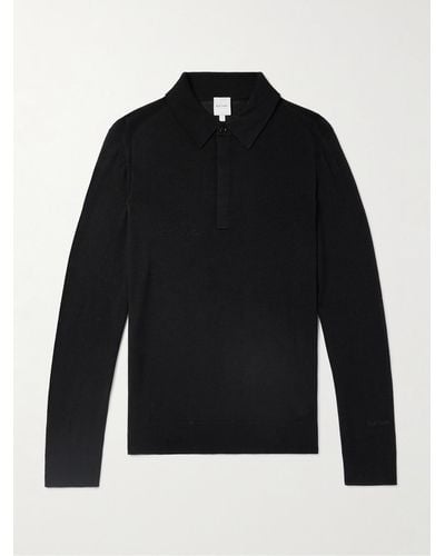 Paul Smith Embroidered Merino Wool Polo Shirt - Black