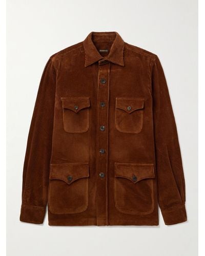 Rubinacci Field jacket in velluto a coste di cotone Sahariana - Marrone