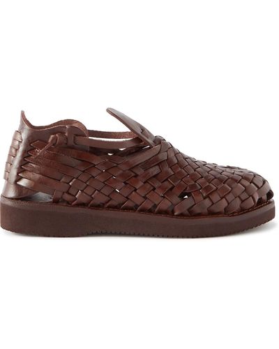 Yuketen Cruz Woven Leather Sandals - Brown