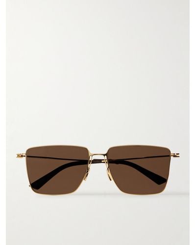 Bottega Veneta Goldfarbene Sonnenbrille mit D-Rahmen - Braun
