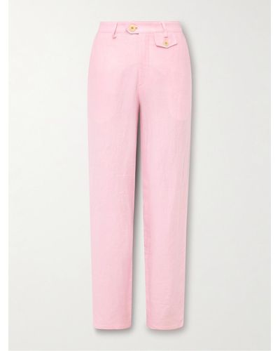 Oliver Spencer Fishtail Slim-fit Linen Suit Trousers - Pink