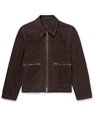 MR P. Golf Perforated Suede Blouson Jacket - Brown