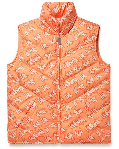 ERL Reversible Quilted Logo-print Shell Down Gilet - Orange
