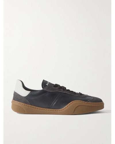 Acne Studios Bars Low Suede-trimmed Leather Trainers - Blue