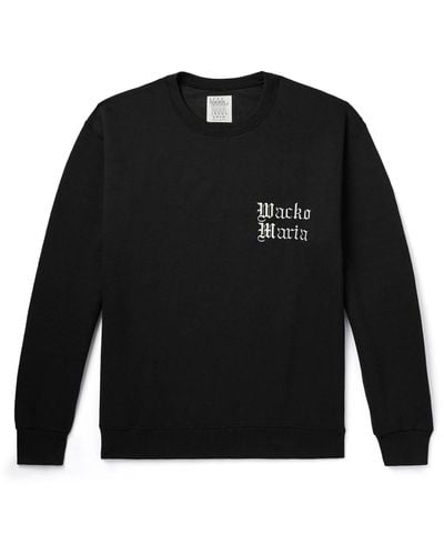 Wacko Maria Logo-embroidered Printed Cotton-blend Jersey Sweatshirt - Black