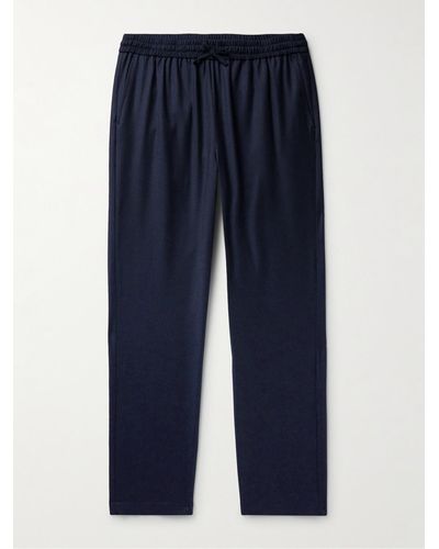 De Bonne Facture Straight-leg Wool-flannel Drawstring Pants - Blue