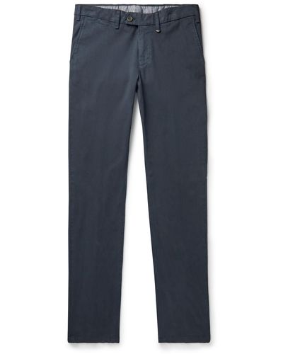 Canali Slim-fit Cotton-blend Twill Chinos - Blue
