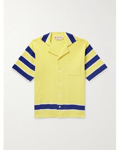 Marni Camp-collar Striped Cotton-blend Terry Shirt - Yellow