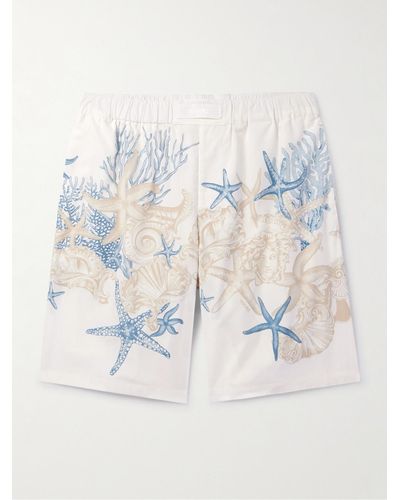 Versace Straight-leg Printed Cotton-poplin Shorts - White
