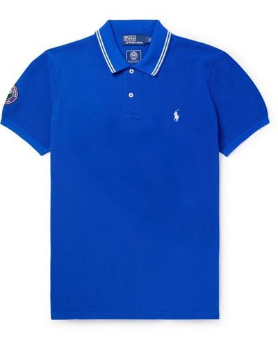 Polo Ralph Lauren Wimbledon Logo-embroidered Cotton-piqué Polo Shirt - Blue