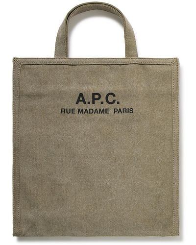 A.P.C. Logo-print Cotton-canvas Tote - Natural