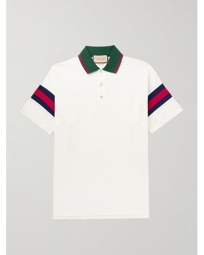 Gucci Cotton Jersey Polo With Web - White
