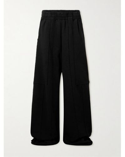 Vetements Wide-leg Panelled Cotton-blend Jersey Sweatpants - Black