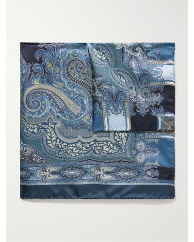 Etro Einstecktuch aus Seiden-Twill mit Paisley-Print - Blau