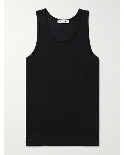 CDLP Ribbed Stretch Lyocell And Cotton-blend Tank Top - Black