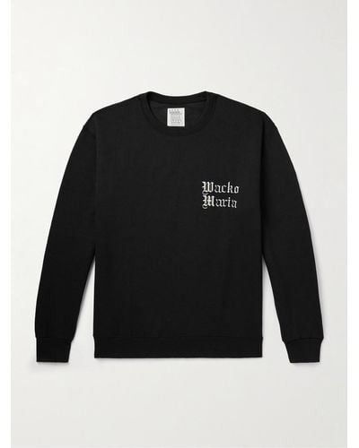 Wacko Maria Sweatshirt aus Jersey aus einer Baumwollmischung mit Logostickerei und Print - Schwarz