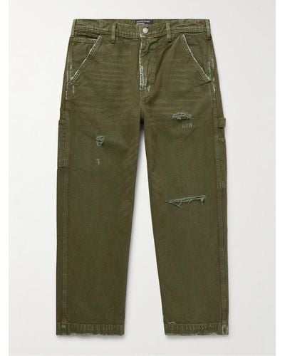 Enfants Riches Deprimes Straight-leg Distressed Cotton-canvas Trousers - Green