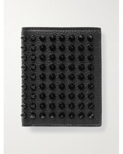 Christian Louboutin Portemonnaie aus vollnarbigem Leder mit Stachelnieten - Schwarz