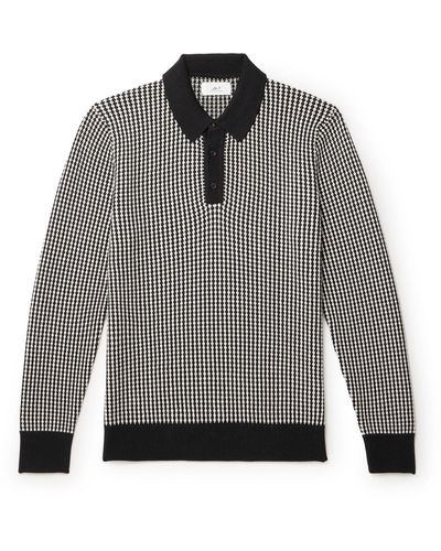 MR P. Bridget Striped Merino Wool Polo Shirt - Gray