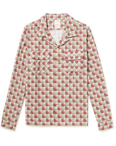 Visvim Boomer Convertible-collar Checked Cotton-flannel Shirt - Pink
