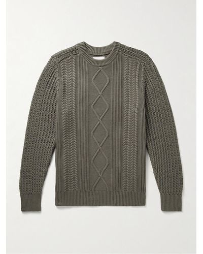NN07 Caleb 6619 Cable-knit Organic Cotton Sweater - Green