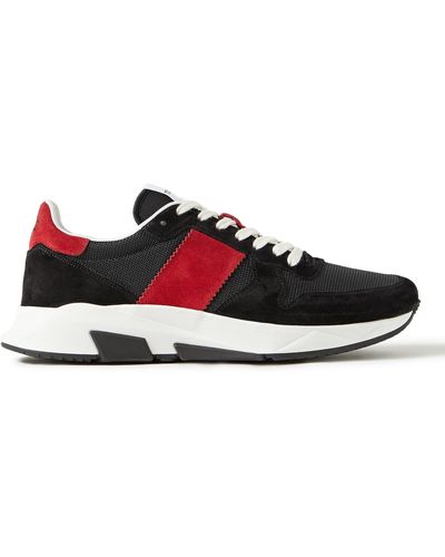 Tom Ford Jagga Suede And Mesh Sneakers - Red