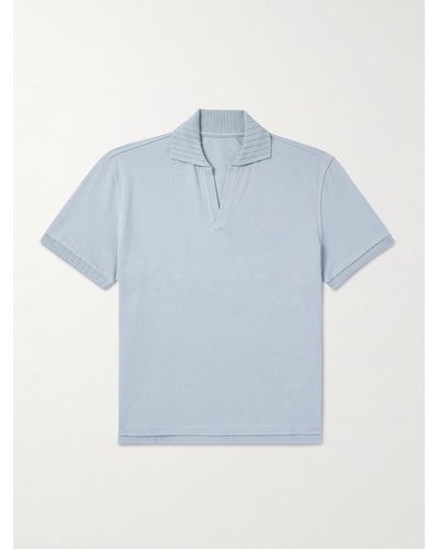STÒFFA Cotton-piqué Polo Shirt - Blue