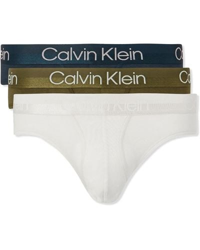 Calvin Klein Three-pack Stretch Cotton-blend Briefs - White