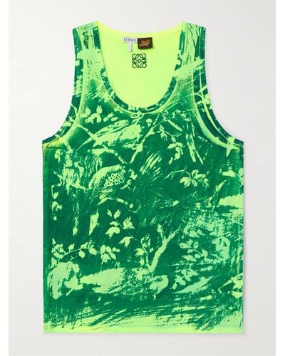 Loewe Paula's Ibiza Logo-embroidered Printed Cotton-jersey Tank Top - Green