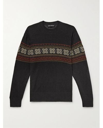 Our Legacy Base Pullover aus Hanf mit Fair-Isle-Muster - Schwarz