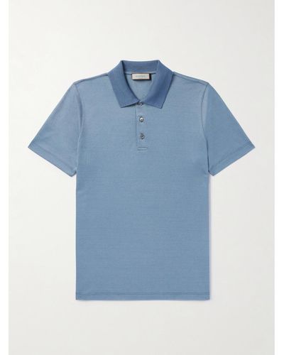 Canali Cotton-piqué Polo Shirt - Blue