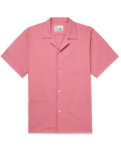 Bather Traveler Camp-collar Cotton-blend Poplin Shirt - Pink
